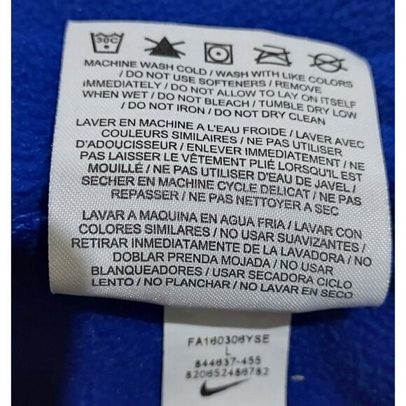 Nike Dri Fit Hoodie Men Large Swoosh Logo Work Shirt Blue Front Kangroo Pocket - Picture 12 of 12